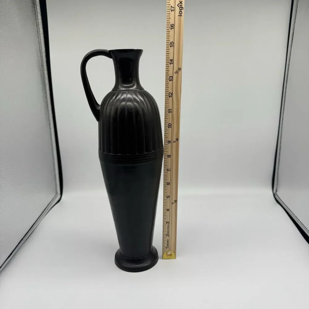 Antique Art Deco Black Metal Vase Urn Vintage Nouveau Europe